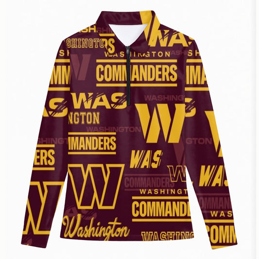 Washington Commanders Women's Quarter Zip Sport Shirt With  Long Sleeve