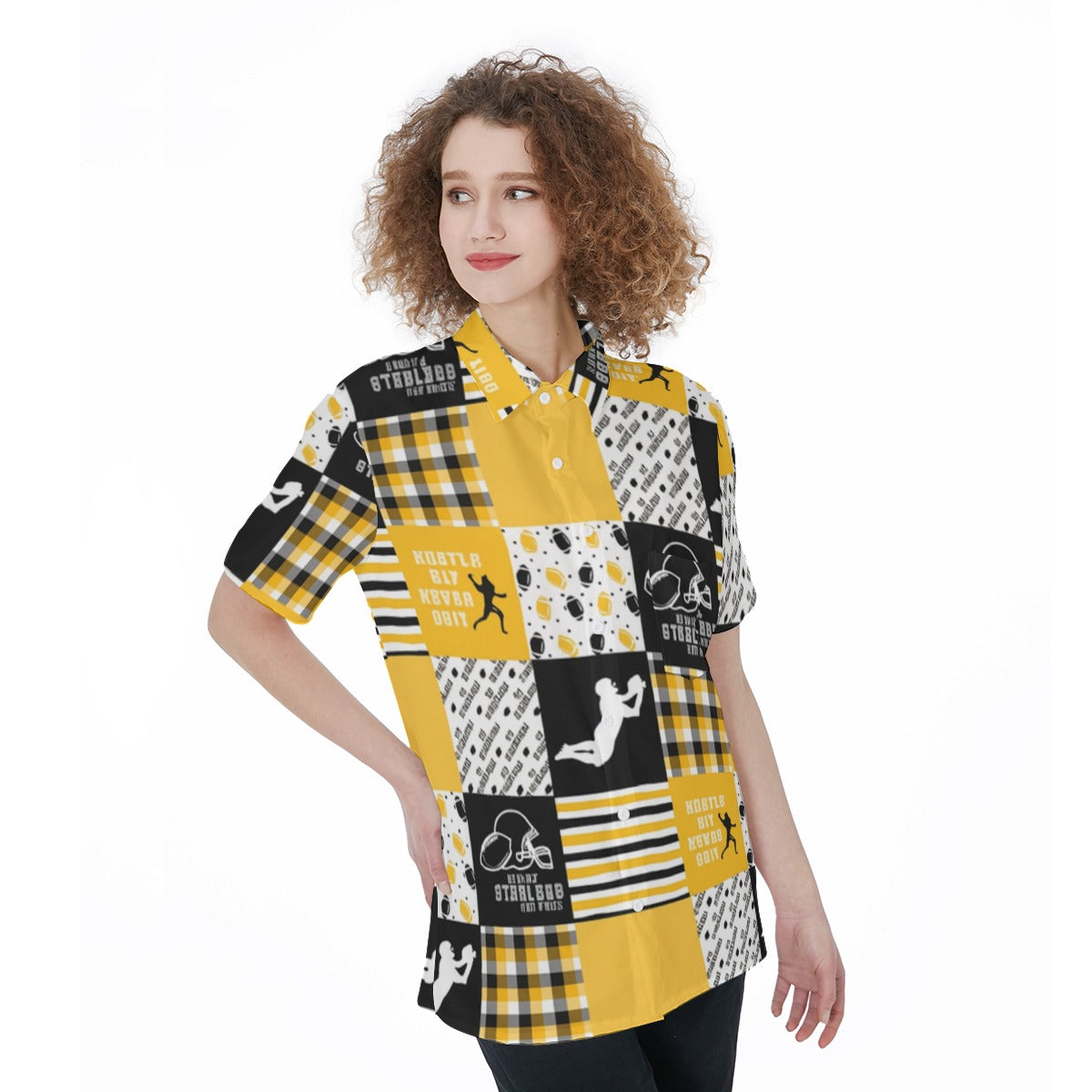 All-Over Print Women's Short Sleeve Shirt With Pocket