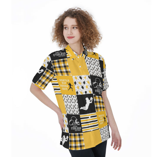All-Over Print Women's Short Sleeve Shirt With Pocket