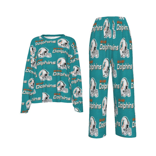 Miami Football Game Day All-Over Print Women's Casual Long-Sleeves Trouser Suit