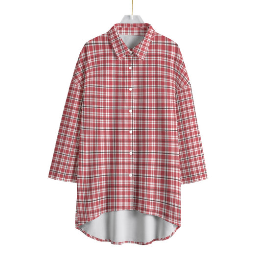 Georgia - Bulldogs Tartan Plaid Women's Chiffon Shirt With Elbow Sleeve