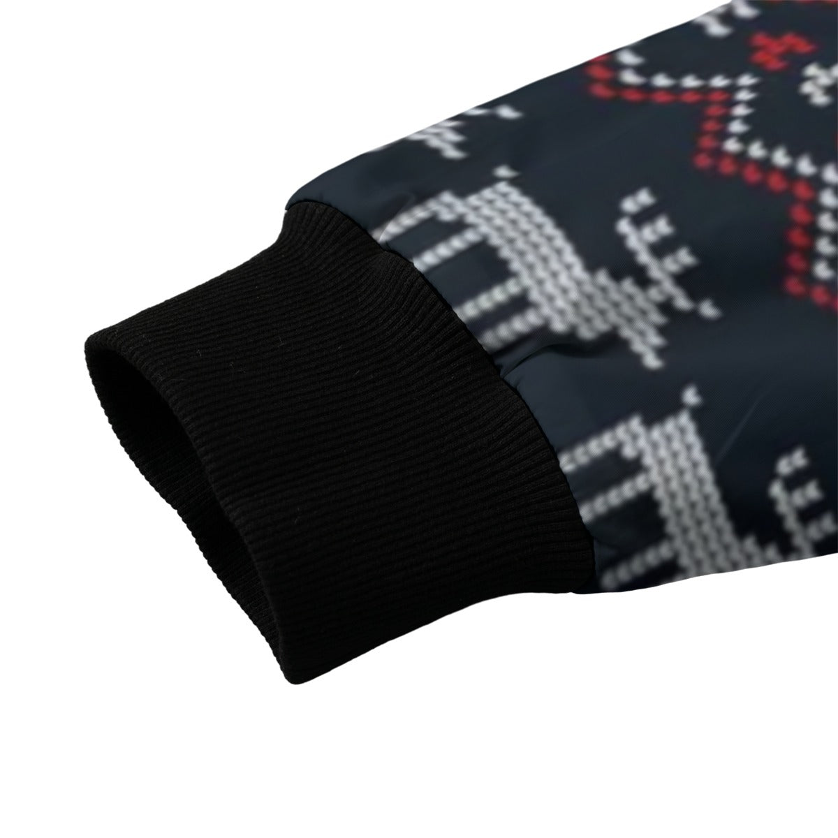 Urban Legend Snow Inspired Pattern Knitted Christmas and New Year Fleece Bomber Jacket