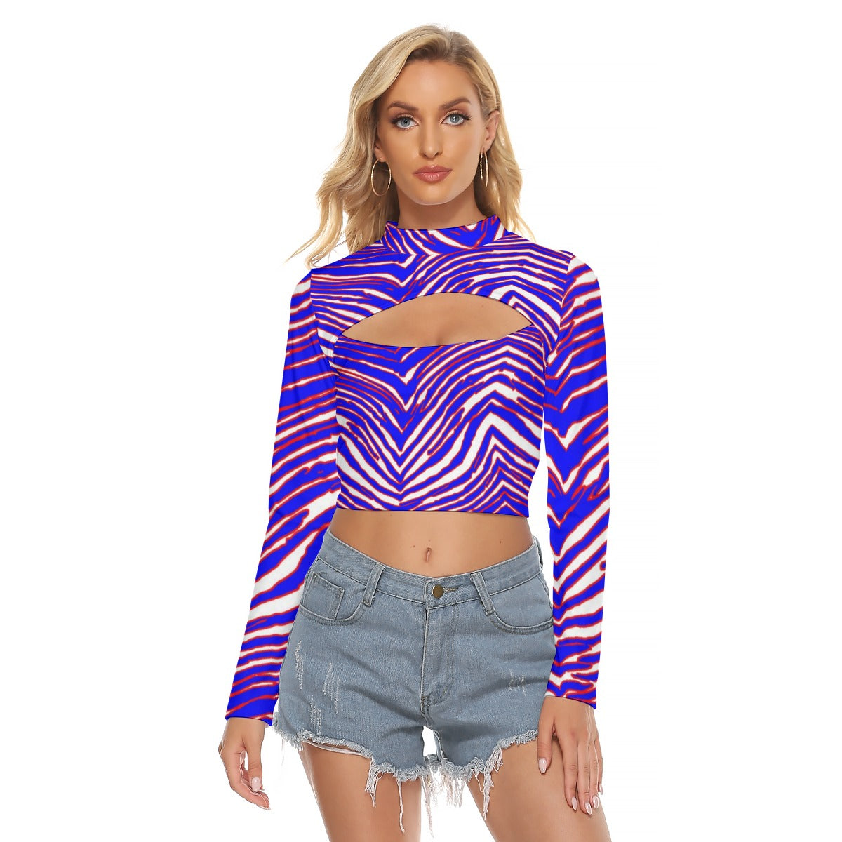 Buffalo Bills Zubaz Women's Hollow Chest Keyhole Tight Crop Top