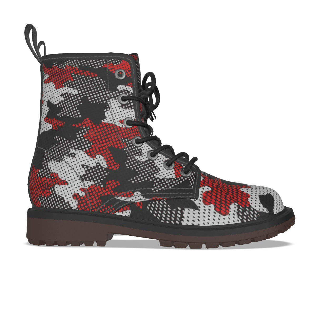 Urban Legend Georgia Red and Black Camo Martin Short Boots – Bulldogs-Inspired Game Day Streetwear