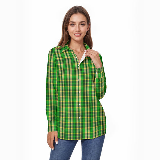 Oregon Tartan Plaid Ducks Women's Comfort Shirt With Button|125GSM Cotton