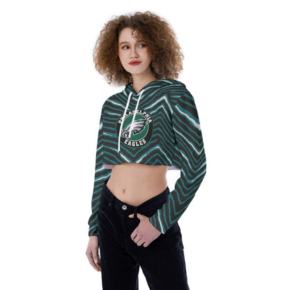 Philadelphia Football Game Day All-Over Print Women's Crop Top Hoodie