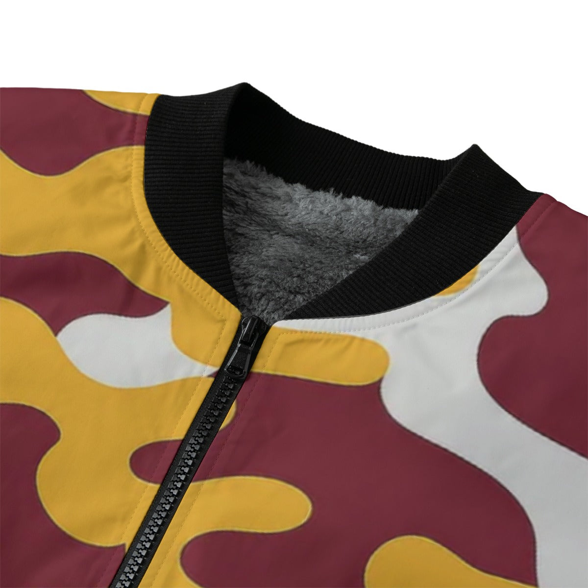 Washington Commanders Camo Fleece Bomber Jacket – Burgundy, Gold and Black NFL Streetwear