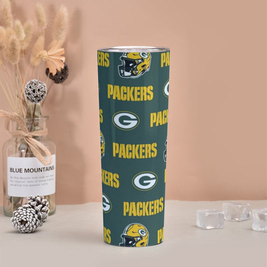 Green Bay Football Game Day Skinny Tumbler Stainless Steel with Lids 30OZ