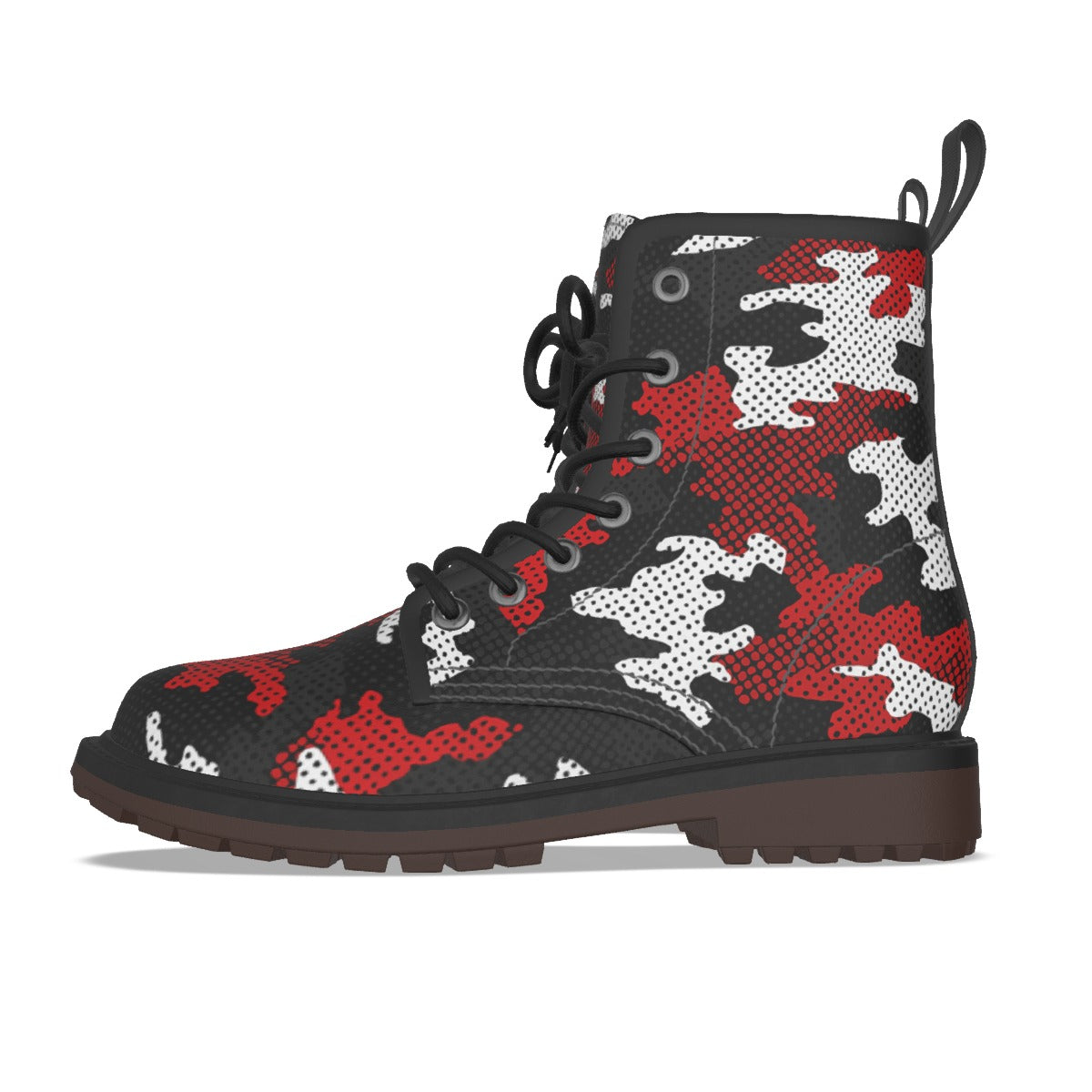 Urban Legend Utah Red, Black, and White Camo Martin Short Boots – Utes-Inspired Streetwear for Game