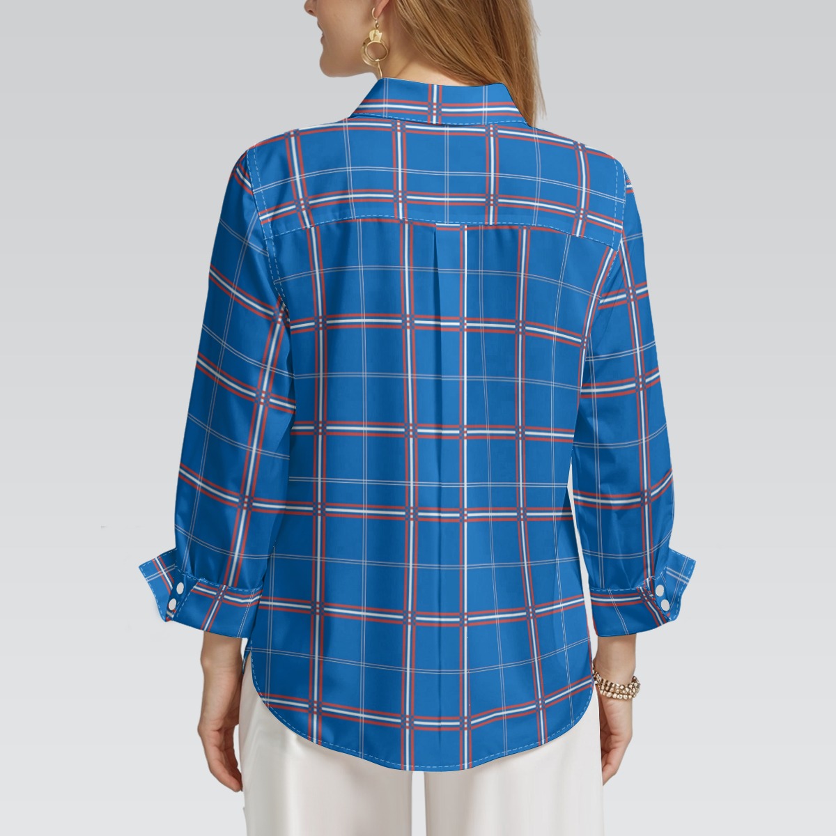 Kansas Tartan Plaid Jayhawks  Women's 3/4 Sleeve Shirt