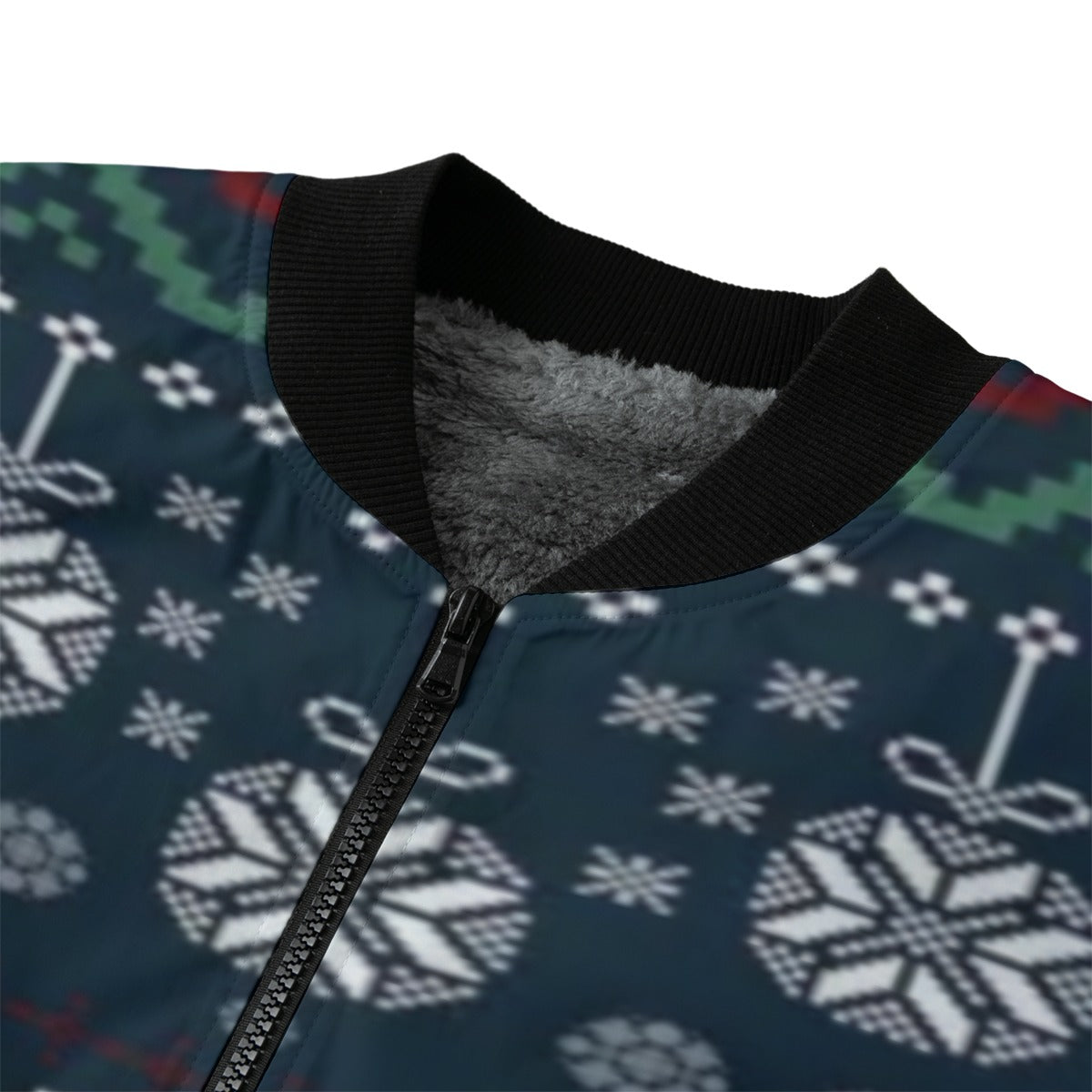 Urban Legend Snow Inspired Pattern Christmas New Year  Blue Fleece Bomber Jacket