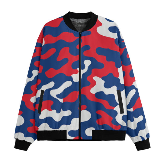 New York Giants Camo Fleece Bomber Jacket – Blue Red Camouflage Streetwear