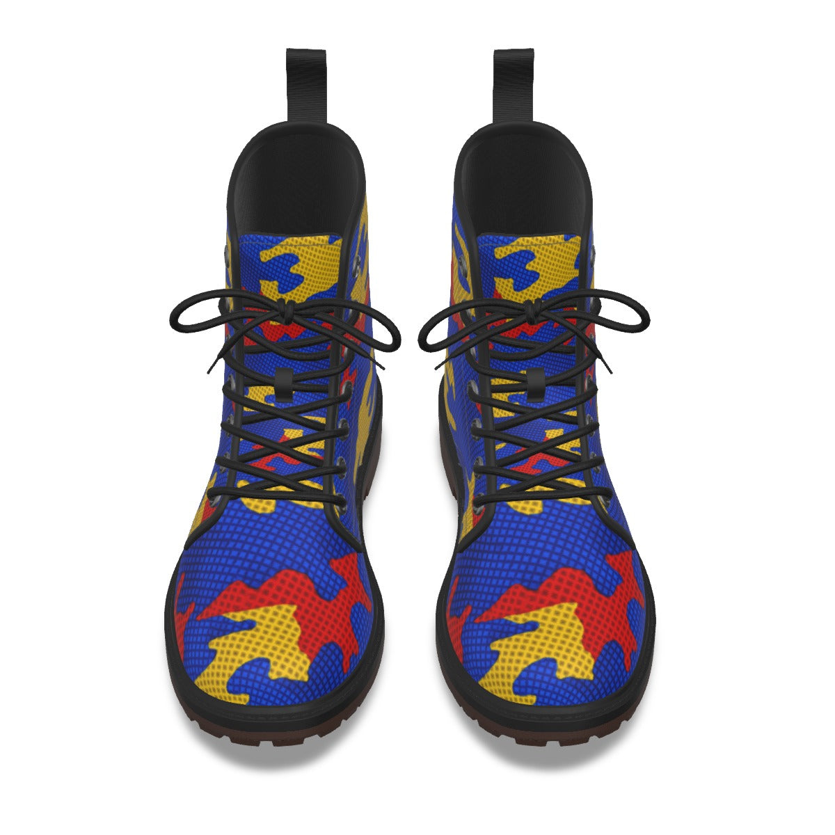 Urban Legend Kansas Blue and Crimson Camo Martin Short Boots – Jayhawks-Inspired Streetwear for Game