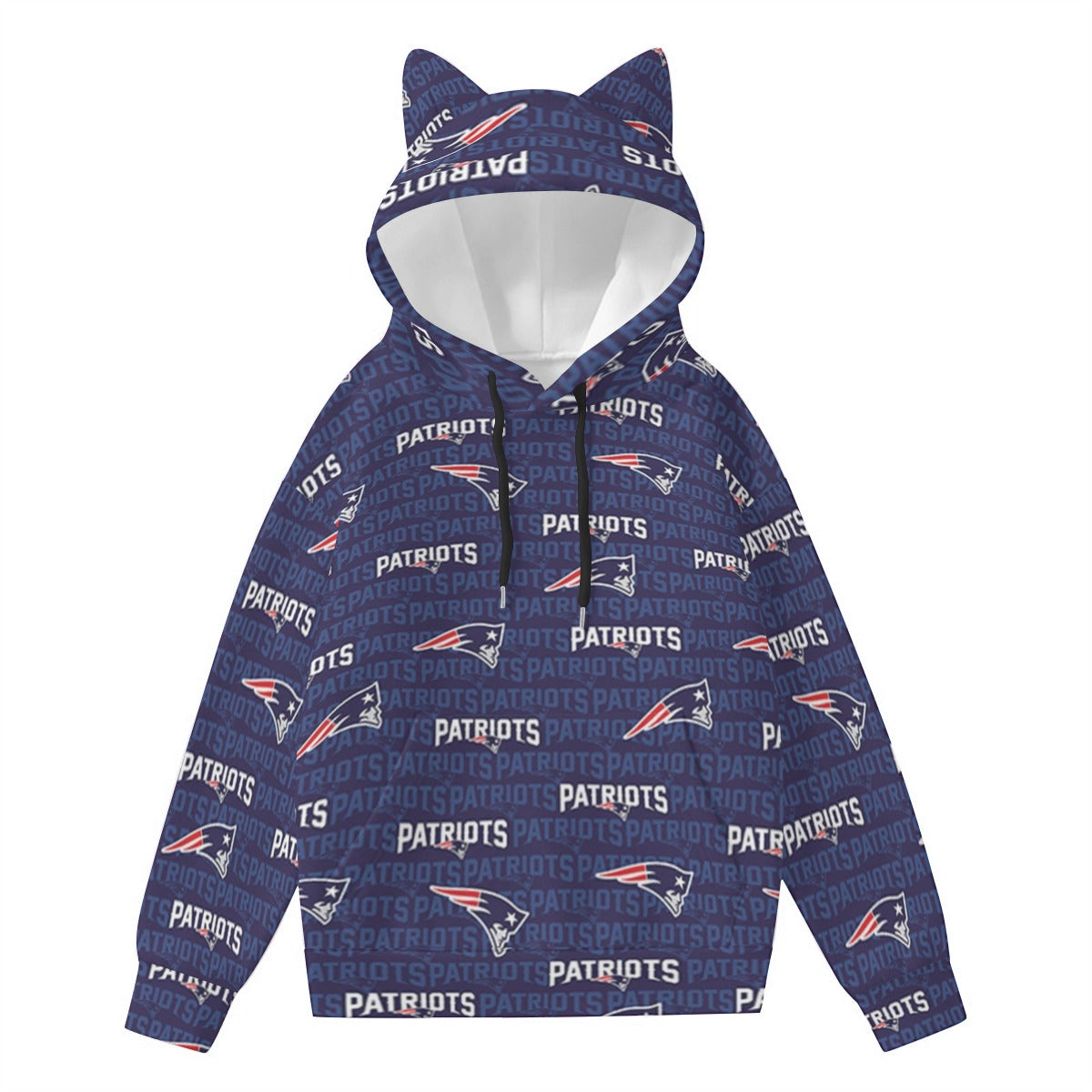 New England Football Game Day All-Over Print Women’s Hoodie With Decorative Ears