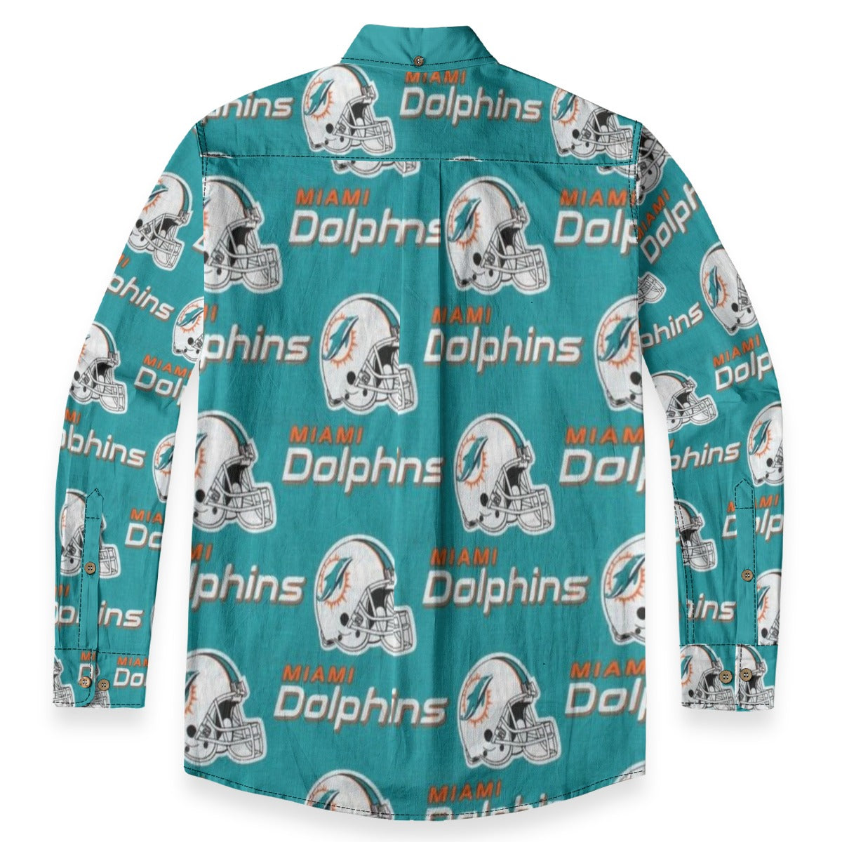 Miami Football Game Day All-Over Print Men's Casual Lapel Long Sleeve Shirt|125GSM Cotton