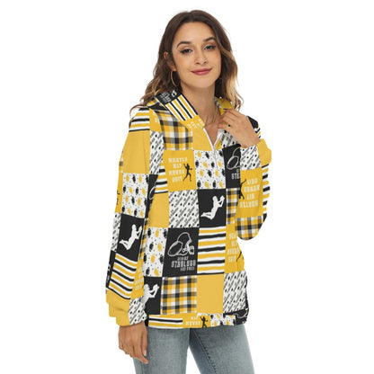 All-Over Print Women's Borg Fleece Hoodie With Half Zip