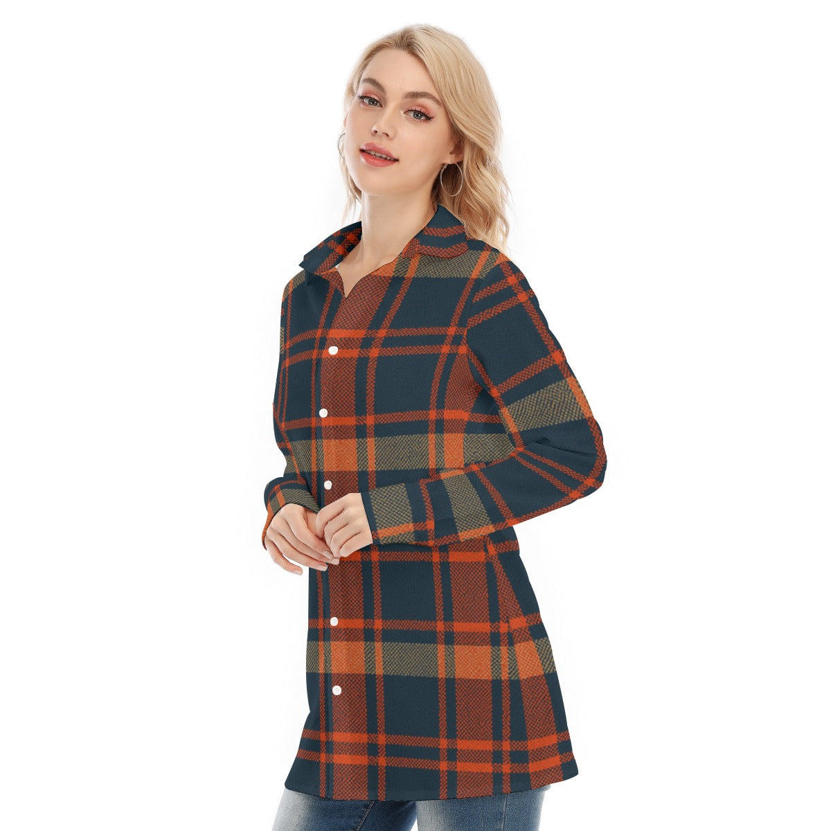 Auburn - Tigers Tartan Plaid Women's Long Shirt