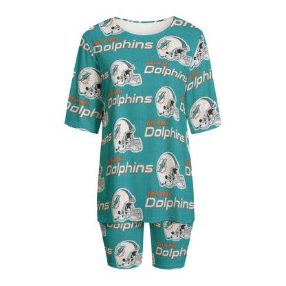 Miami Football Game Day All-Over Print Women's T-shirt Set With Short Sleeve