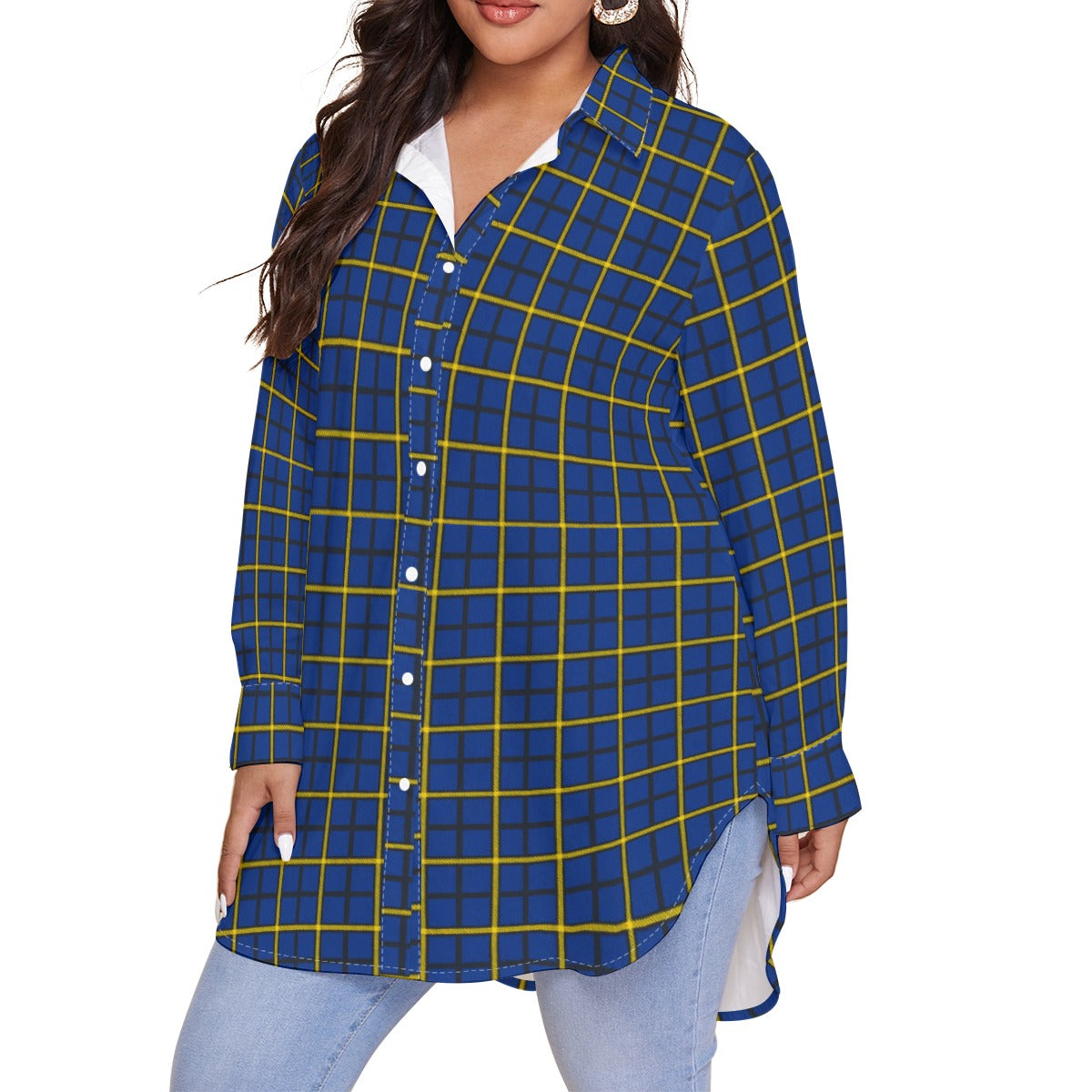 Pittsburgh Tartan Plaid Panthers  Women's Shirt With Long Sleeve(Plus Size)
