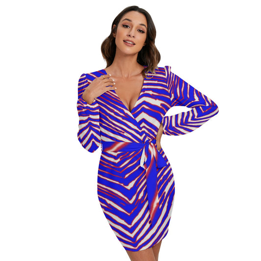 Buffalo Bills Zubaz Women's Long Sleeve Dress With Waist Belt