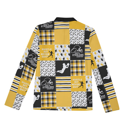 All-Over Print Men's Lapel T-shirt With Neckline Zipper Closure