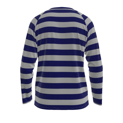 Blue and White Striped Long Sleeve Shirt – Nautical Classic Casual Style