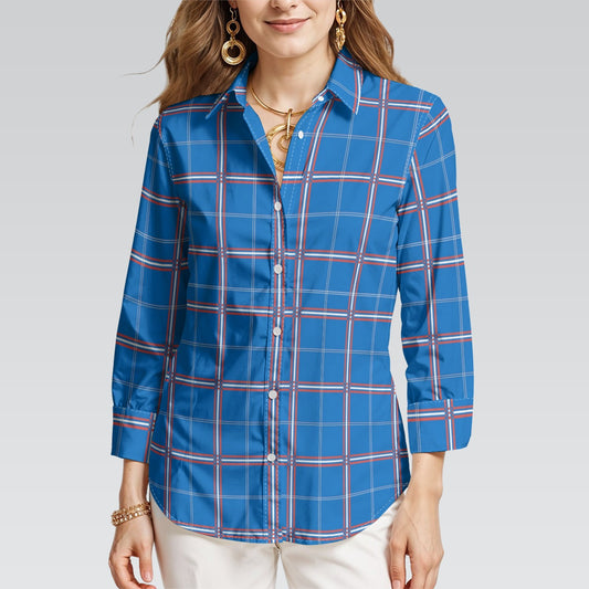 Kansas Tartan Plaid Jayhawks  Women's 3/4 Sleeve Shirt