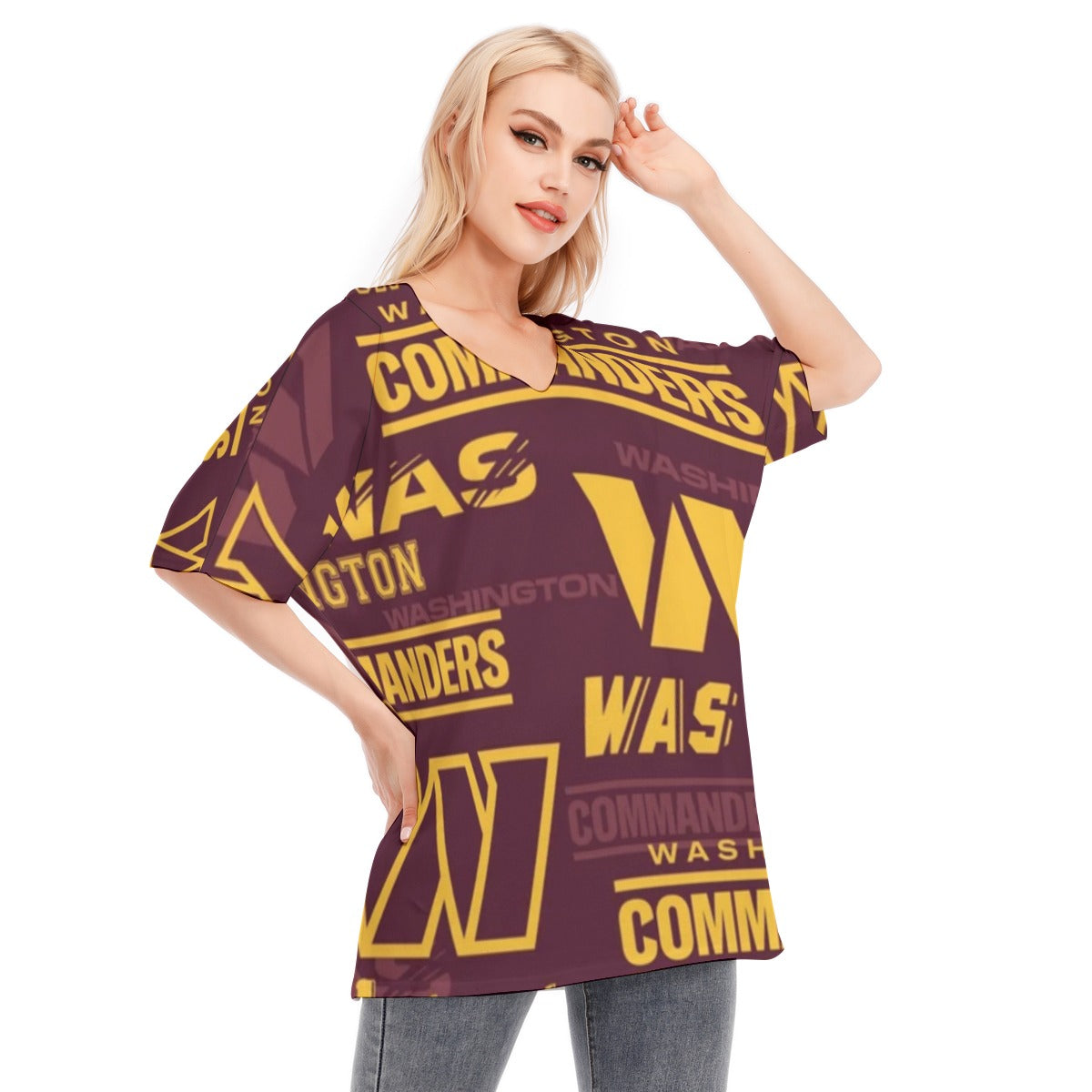 Washington Commanders Women's Bat Sleeves Blouse | 190GSM Cotton