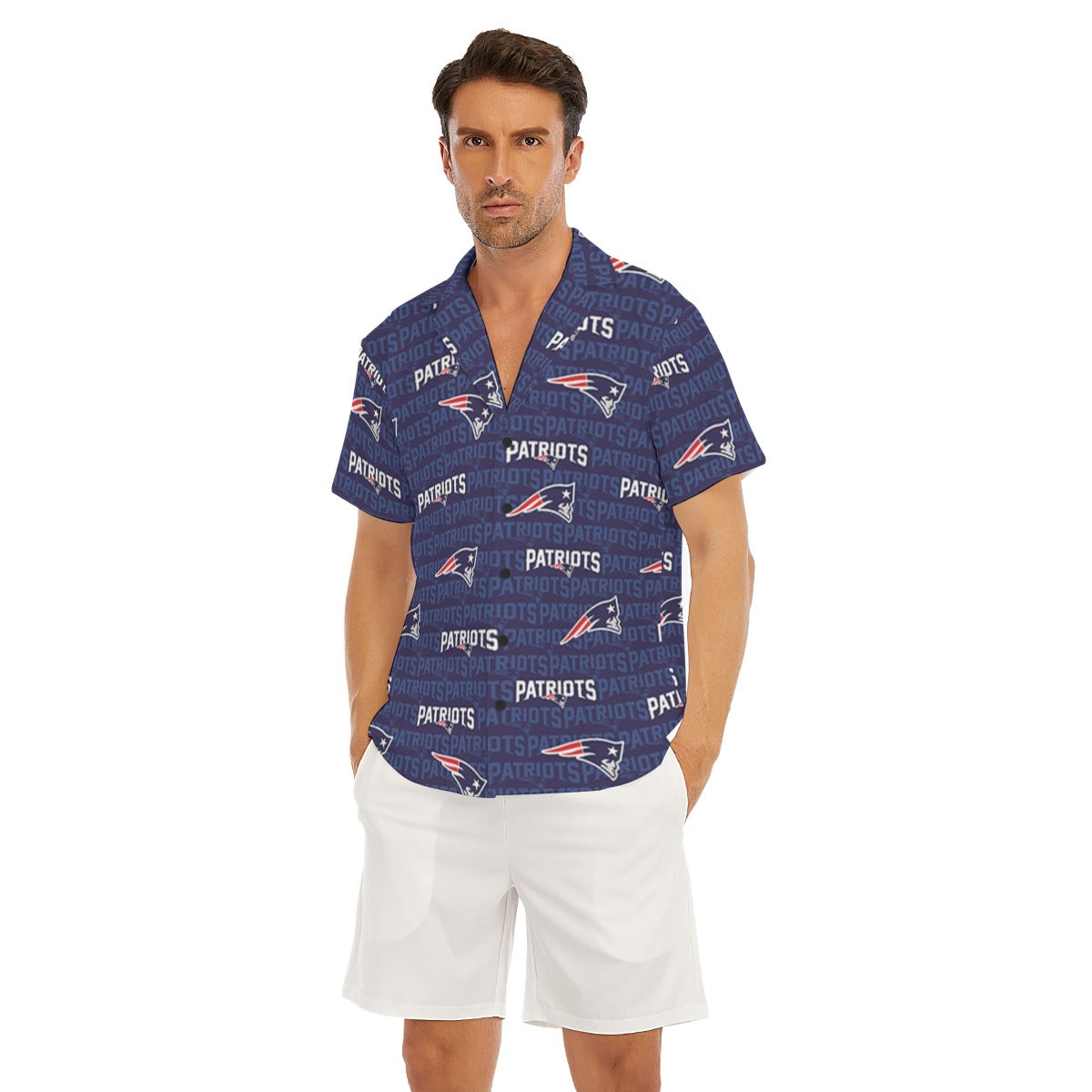 New England Football Game Day All-Over Print Men's Deep V-neck Short Sleeve T-shirt