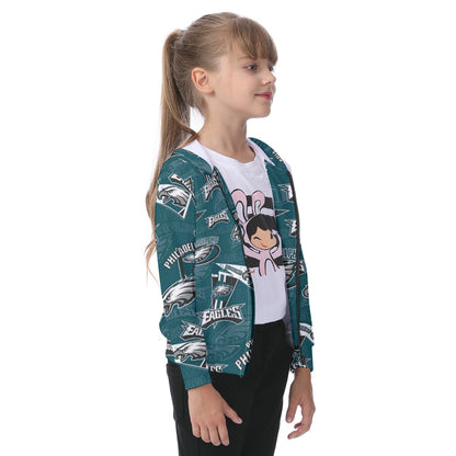 Philadelphia Football Game Day All-Over Print Kid's Zip-up Hoodie With Patch Pocket
