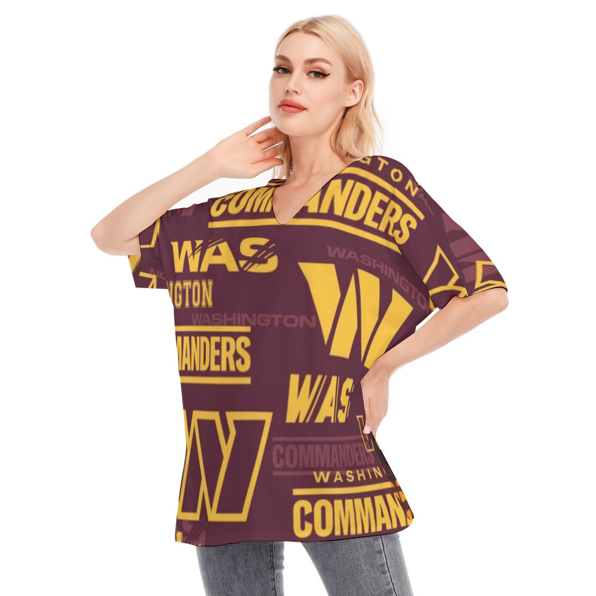 Washington Commanders Women's Bat Sleeves Blouse | 190GSM Cotton
