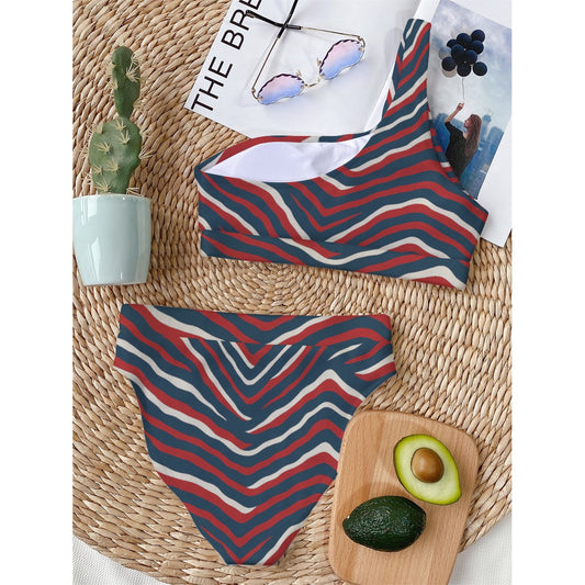 New England Football Game Day All-Over Print Women's Bikini With Single Shoulder