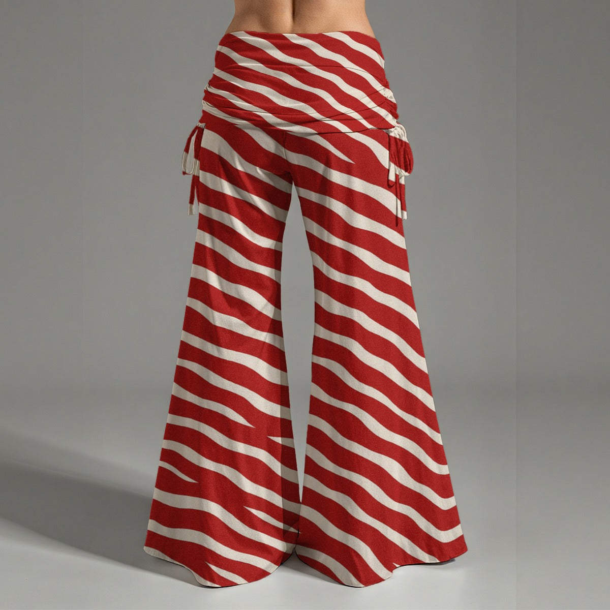 Wisconsin Madison - Badgers zubaz striped Women's High Waist Wide Leg Pants