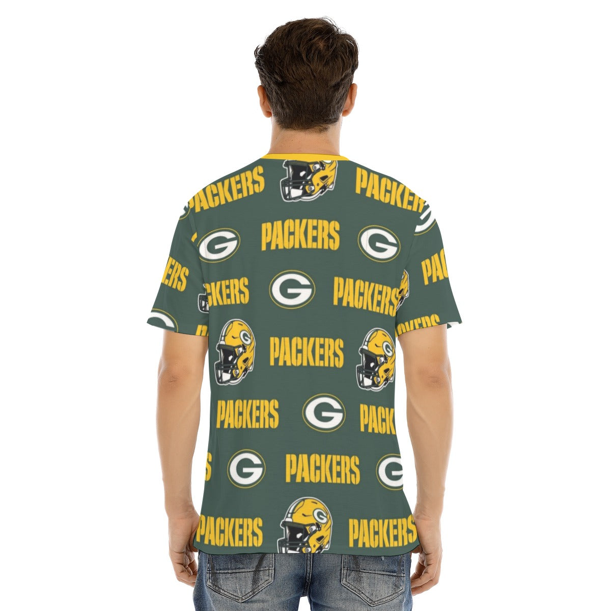 Green Bay Football Game Day All-Over Print Men's Short Sleeve T-shirt With Button Closure