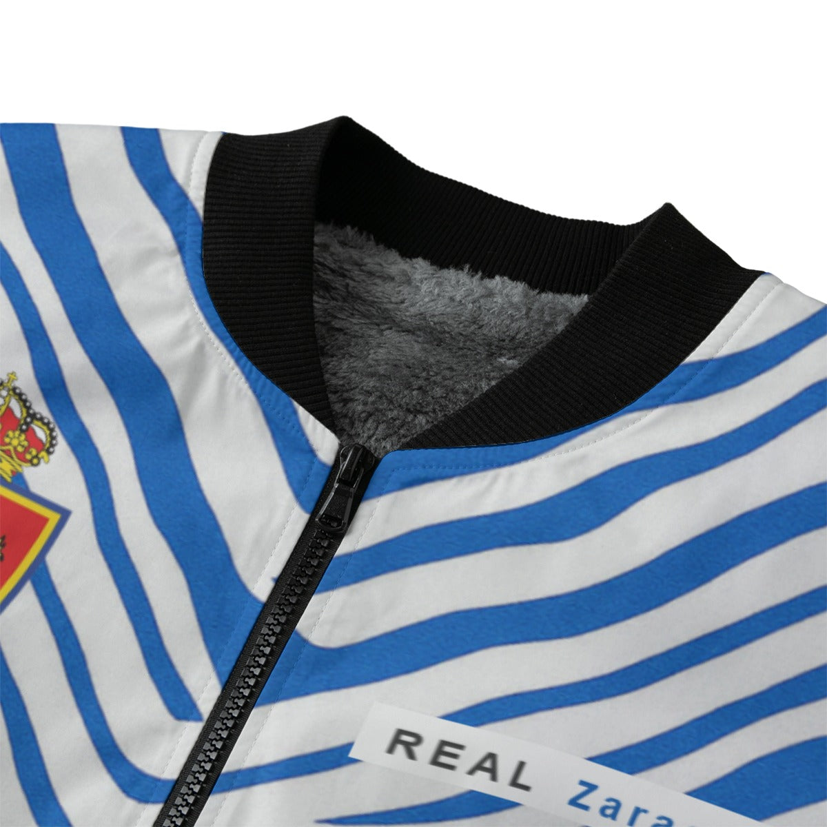Chaqueta azul y blanca estilo Zubaz inspirada en Real Zaragoza – Moda deportiva única