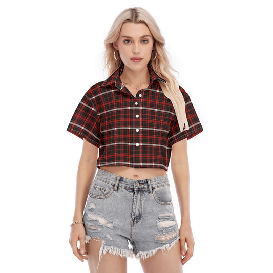 Nebraska Tartan Plaid Cornhuskers Women's Cropped Shirt