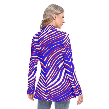 Buffalo Bills Zubaz Women's Long-sleeved Heap-neck Slim Casual Tunic Blouse
