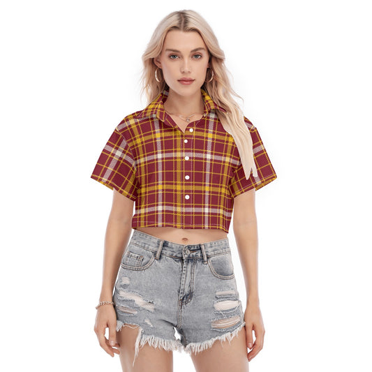 Minnesota Tartan Plaid Golden Gophers Women's Cropped Shirt