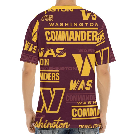 Washington Commanders Men's Raglan Sleeve T-shirt With Button Closure