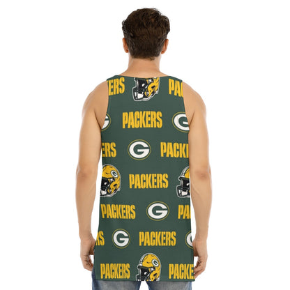 Green Bay Football Game Day All-Over Print Men's Curved Hem Long Tank Top