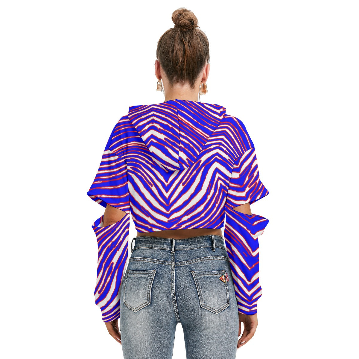 Buffalo Bills Zubaz Women's Heavy Fleece Hoodie With Hollow Out Sleeve