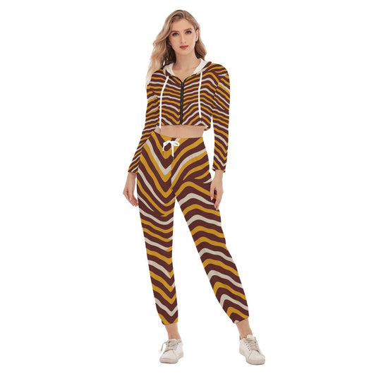 Washington Commanders Women's Crop Hoodie Sports Set