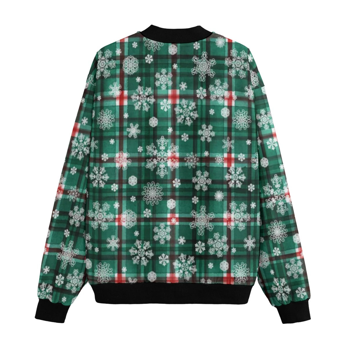 Urban Legend Christmas Snow Inspired Green Plaid Stripe Fleece Bomber Jacket