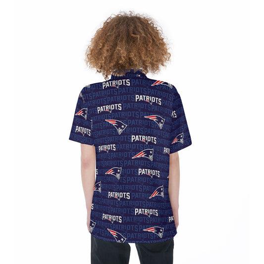 New England Football Game Day All-Over Print Women's Short Sleeve Shirt With Pocket