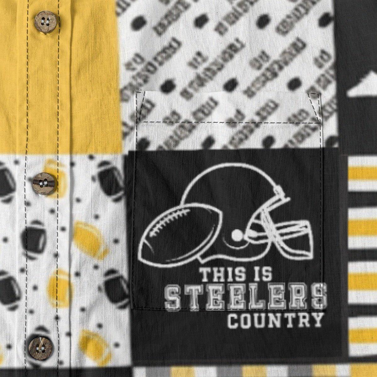 Pittsburgh Steelers All-Over Print Men's Casual Lapel Long Sleeve Shirt|125GSM Cotton