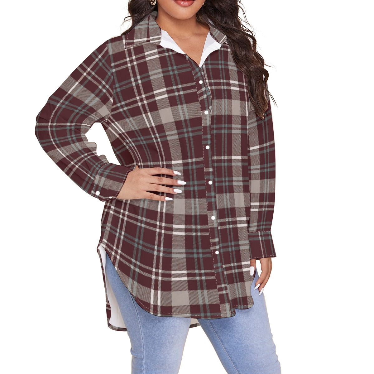 Texas Tartan Plaid A&M - Aggies Women's Shirt With Long Sleeve(Plus Size)