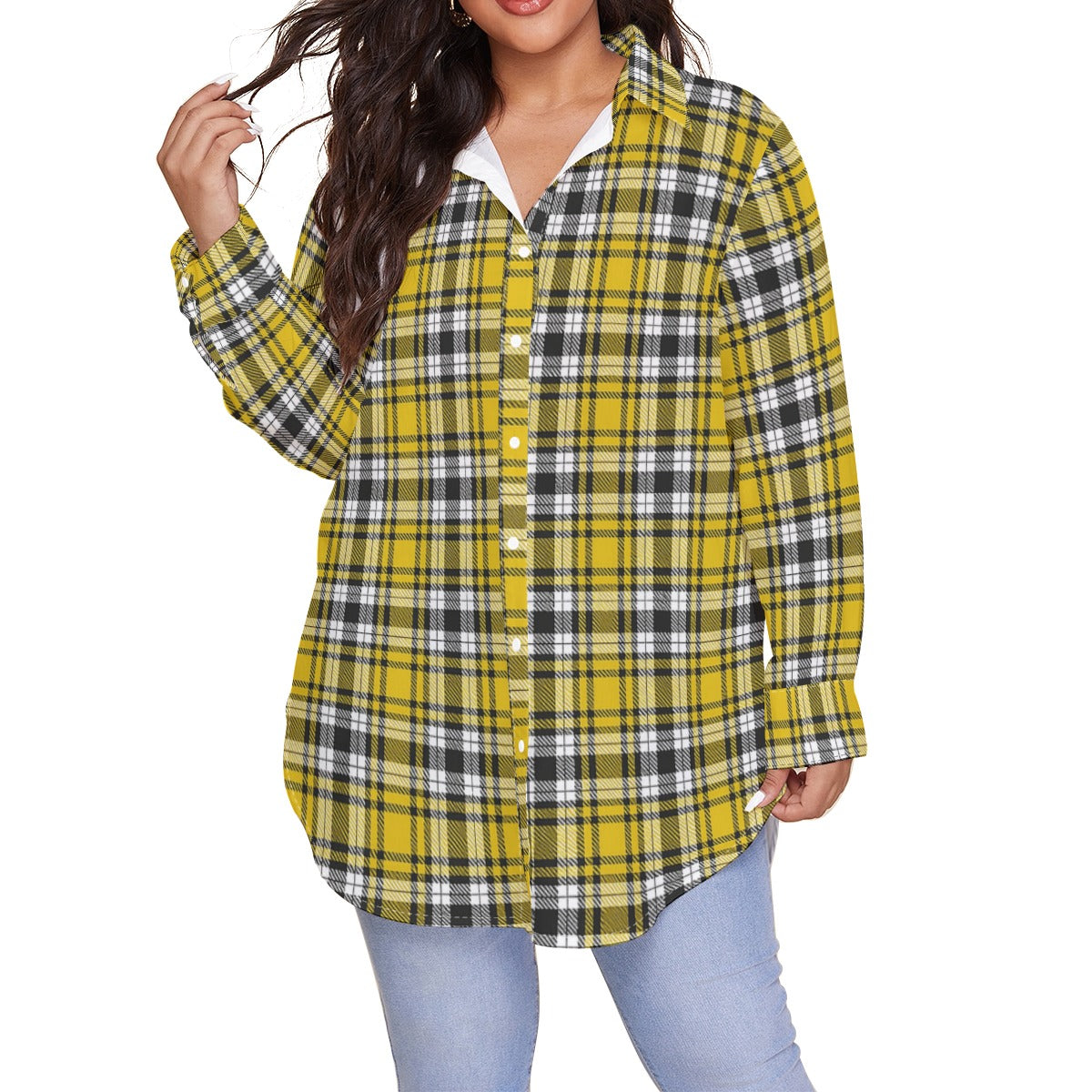 Iowa tartan plaid Hawkeyes Women's Shirt With Long Sleeve(Plus Size)
