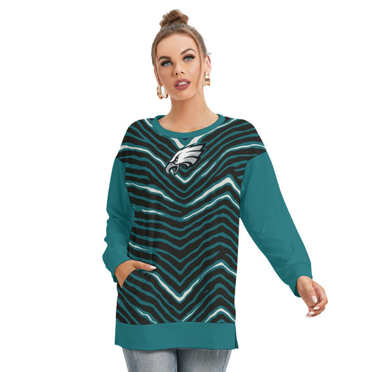 Philadelphia Football Game Day All-Over Print Women's Side Split O-neck Sweatshirt