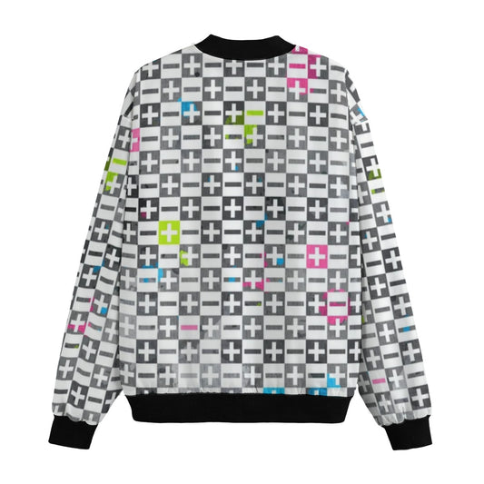 Abstract Signs Colored Seamless Fleece Bomber Jacket – Bold Streetwear Design