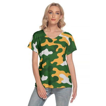 Green Bay Football Game Day All-Over Print Women's Loose V-neck Short Sleeve T-shirt
